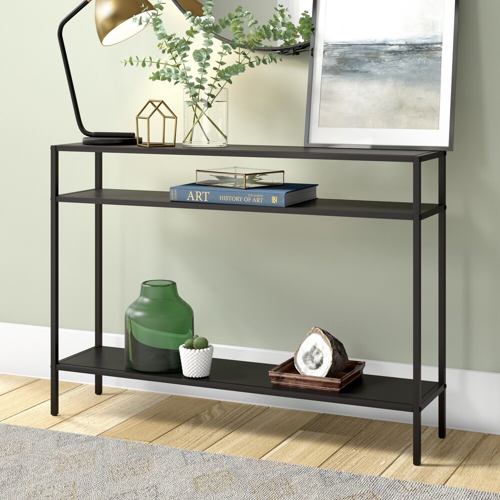 Ricardo Rectangular Console Table with Metal Shelves