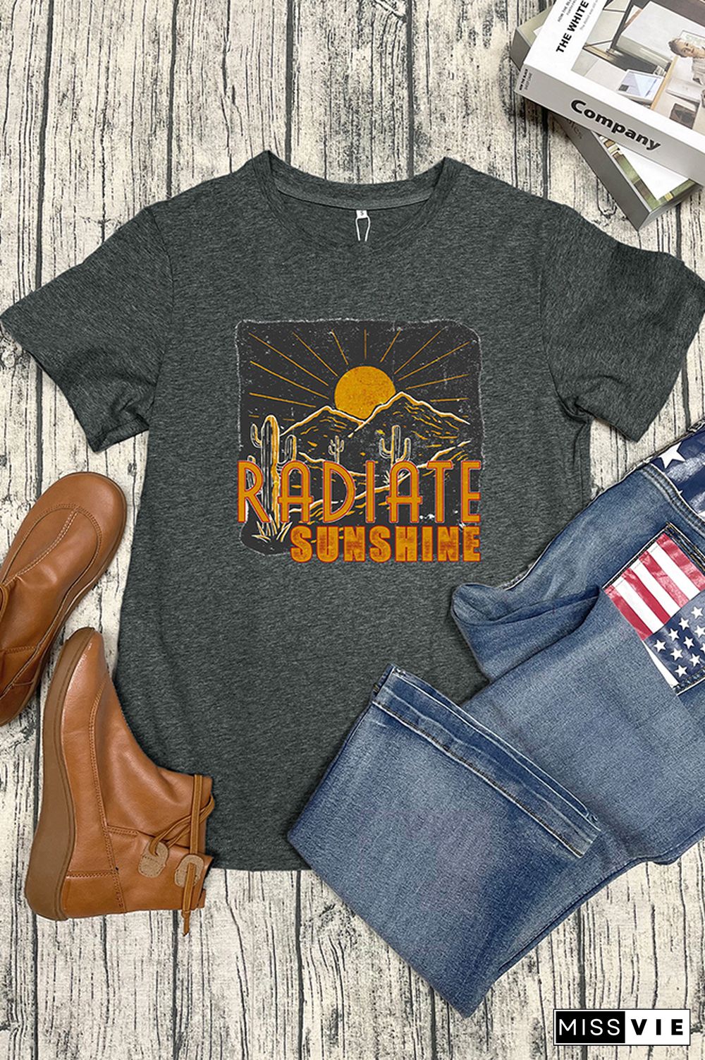 Radiate Sunshine Cactus Desert Graphic Tee Wholesale