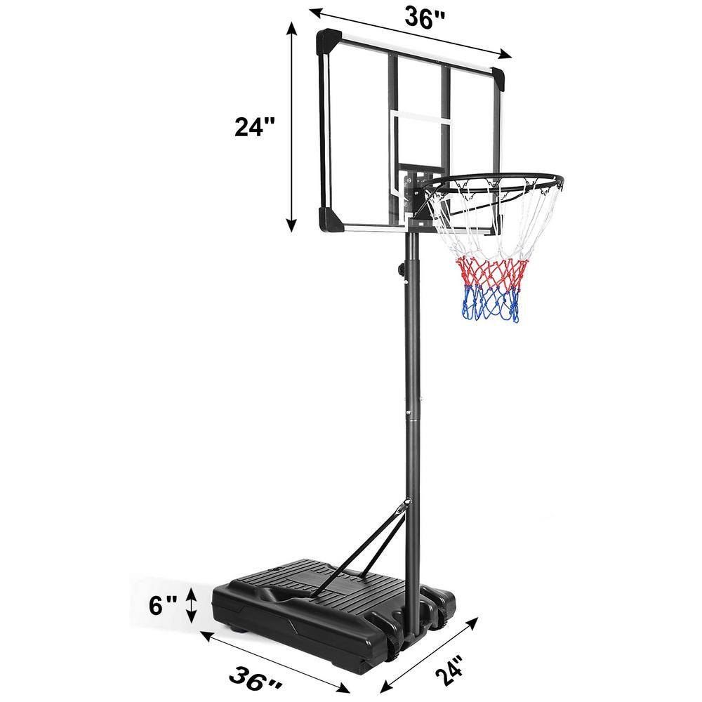 Portable Basketball Hoop  Goal Basketball Stand Height Adjustable 6.2 ft.-8.5 ft. with 35.4 in. Transparent Backboard outwyadironch15