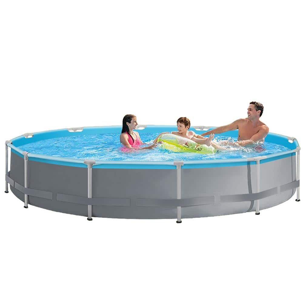 Alpulon 12 ft. Round x 30 in. D Metal Frame Above Ground Pool with Pump and pool Cover ZY1C0508