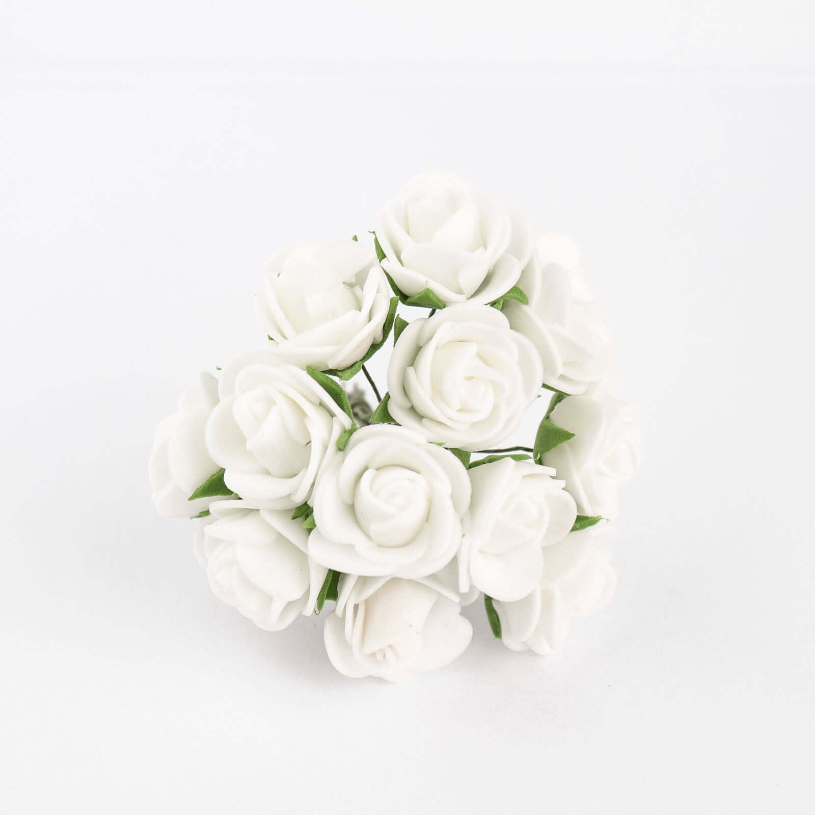 48 Roses White Real Touch Artificial DIY Foam Rose Flowers With Stem, Craft Rose Buds 1