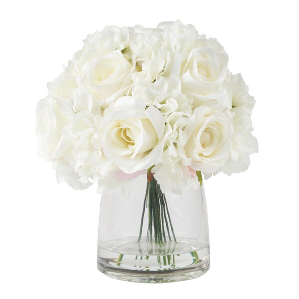 Pure Garden Floral Arrangement in Vase，Cream