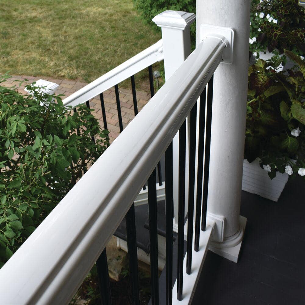 Barrette Outdoor Living Bella Premier Series 10 ft. x 36 in. White Vinyl Rail Kit with Black Aluminum Balusters 73013178