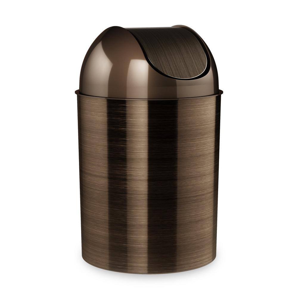 Dyiom 2.5 gal Mezzo Plastic Swing Top Lid Bathroom Trash Can Bronze 183609036