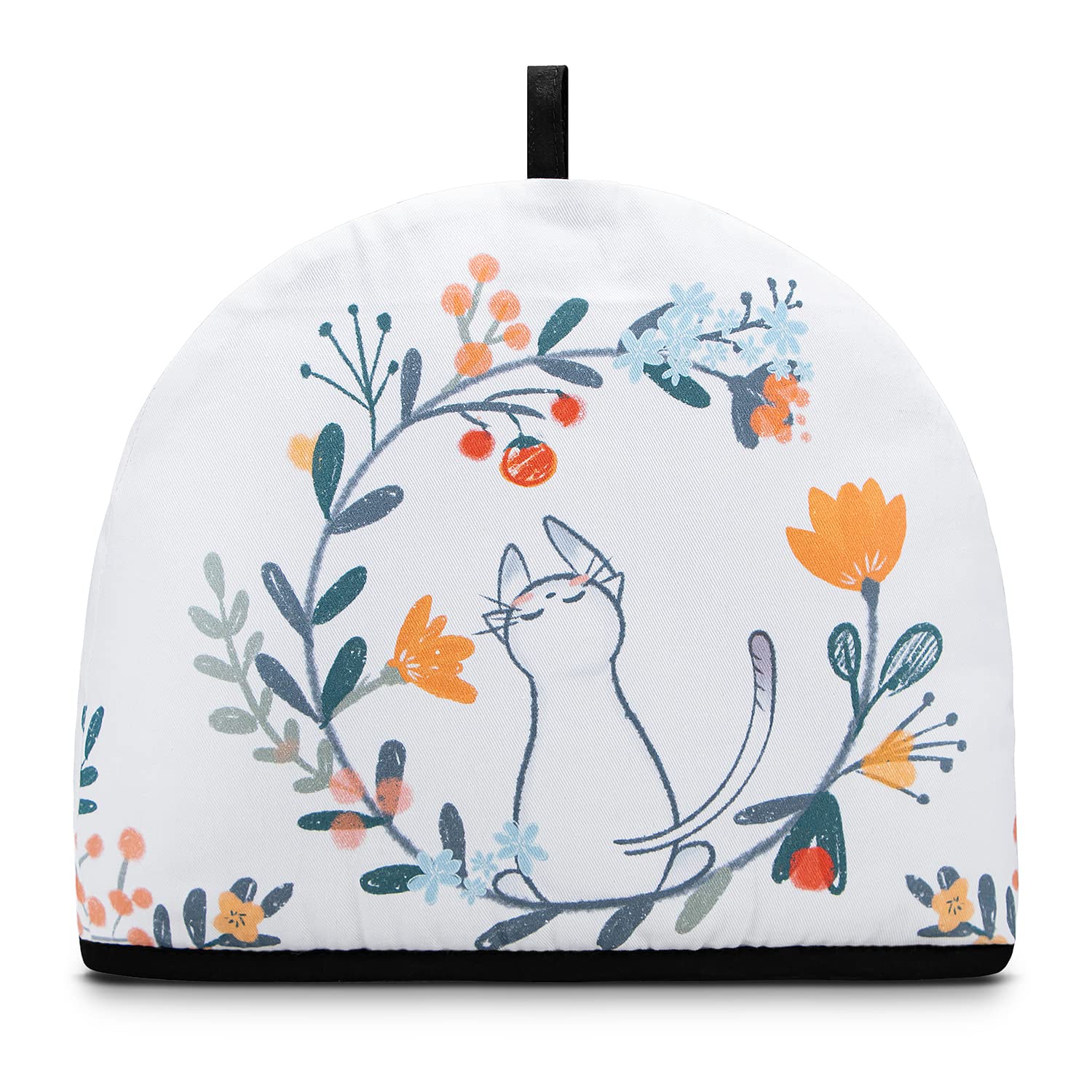 Adhafera Tea Cozy， Tea Cozy for Teapot with The Cat and Penguin Pattern， Gifts with 100% Cotton Polyester Wadding Cover， for Kitchen and Dining