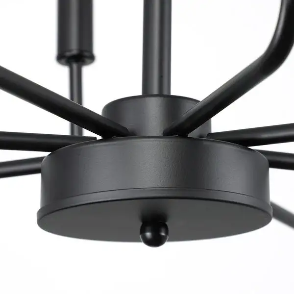 Depuley 8-Light Industrial Farmhouse Metal Candlelabrum Chandelier,Matte Black