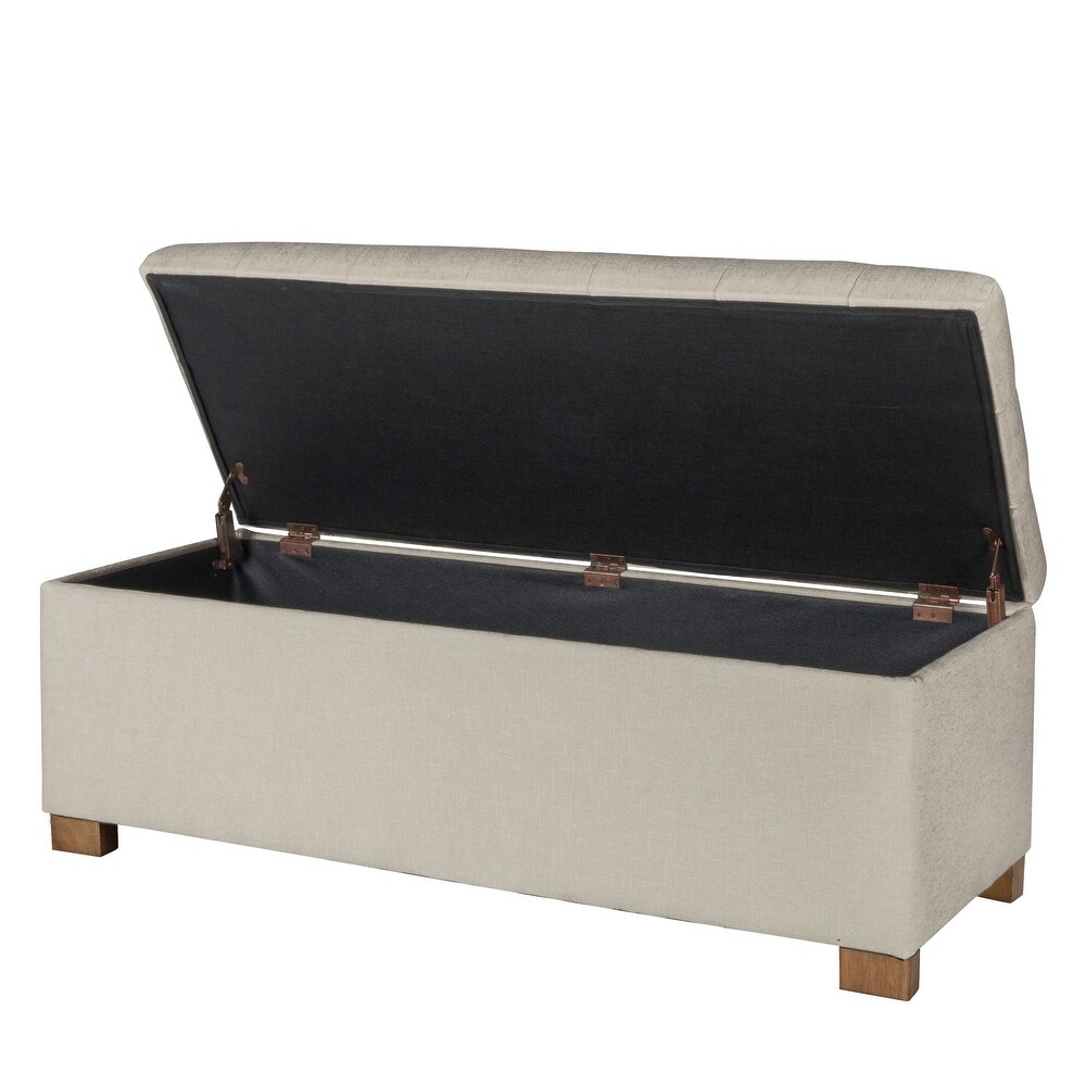 Porch   Den Camero Beige Tufted Storage Bench