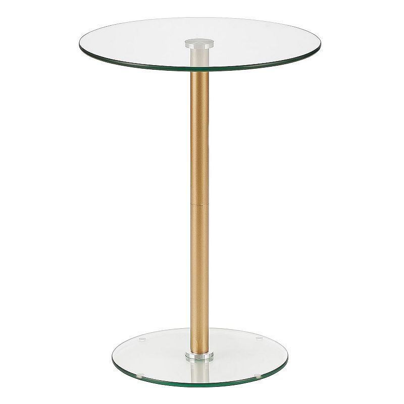 mDesign Metal and Glass Top Round Accent Table