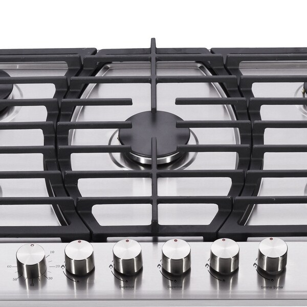 30 in. Gas Cooktop，Stainless Steel Gas Cooktop，NG/LPG Convertible Gas Burners，5 Burners Gas Stovetop，60-minute Timer.