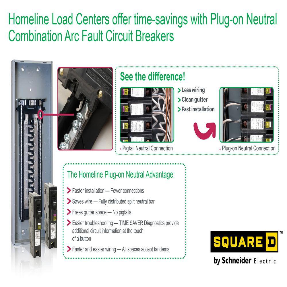 Square D Homeline 15 Amp Single-Pole Plug-On Neutral Combination Arc Fault Circuit Breaker(HOM115PCAFIC) HOM115PCAFIC