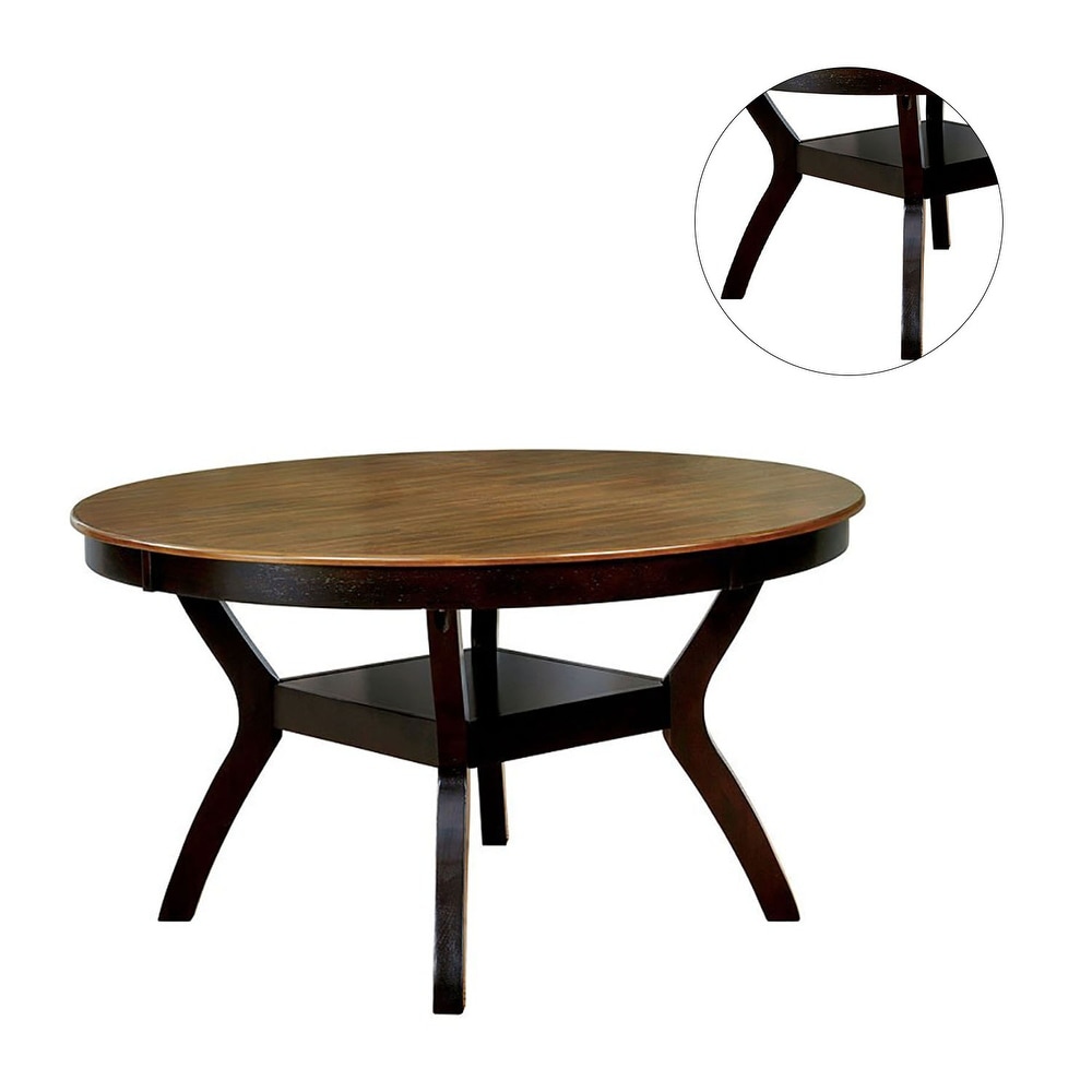 Round Dining Table in Dark Brown and Medium Oak   Round Top