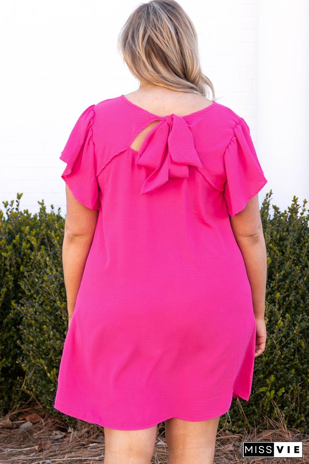 Rose Plus Size Ruffle Sleeve Mini Dress