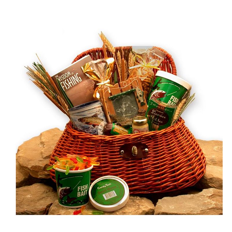 GBDS The Fisherman's Fishing Creel Gift Basket - fishing gift basket