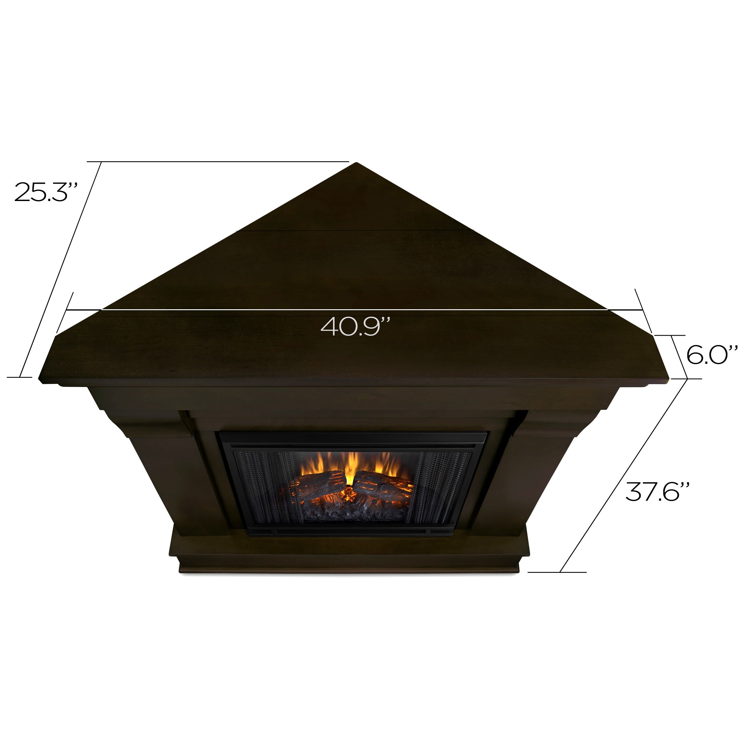 Chateau Corner Electric Fireplace in Dark Walnut by Real Flame