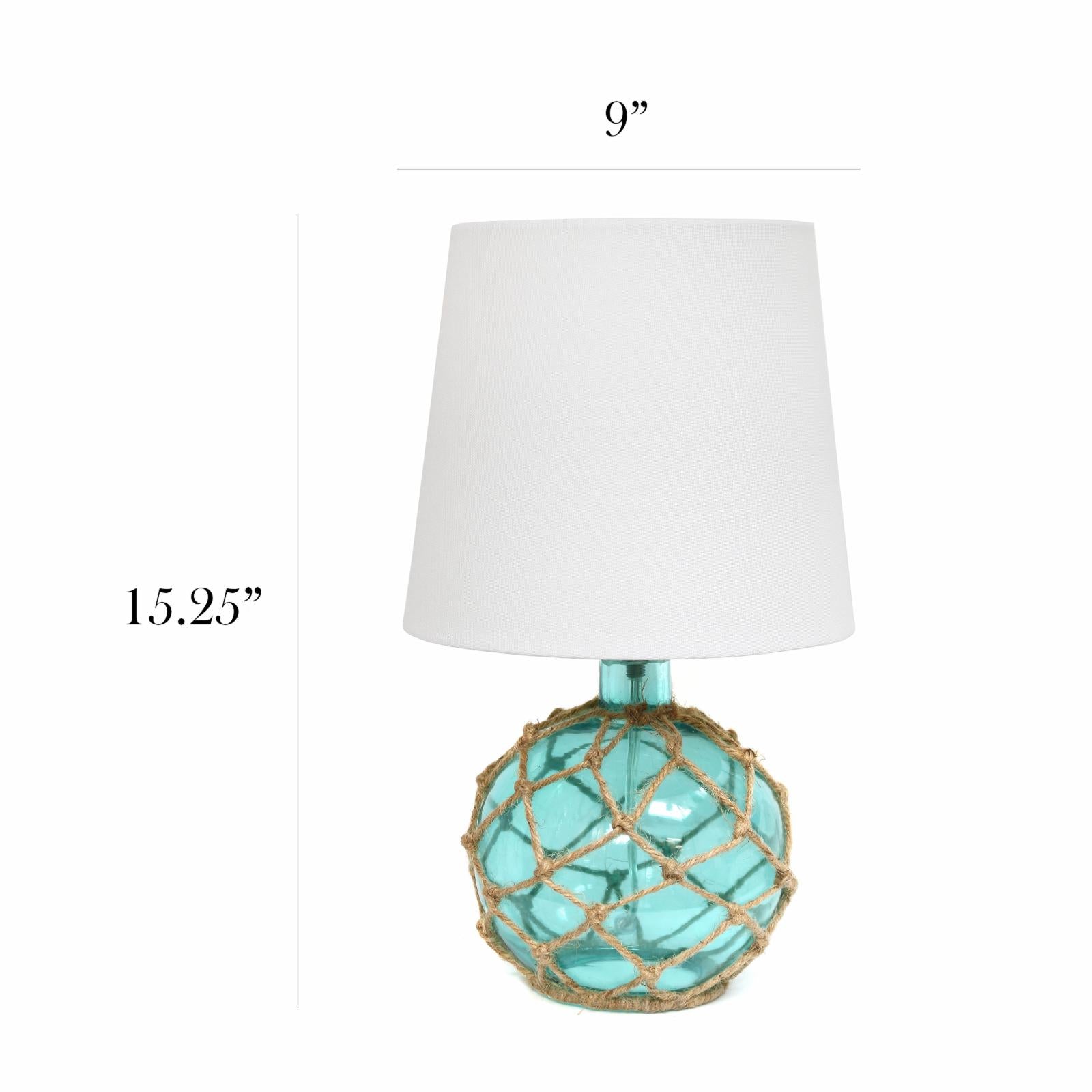 Elegant Designs Buoy Rope Nautical Netted Coastal Ocean Sea Glass Table Lamp