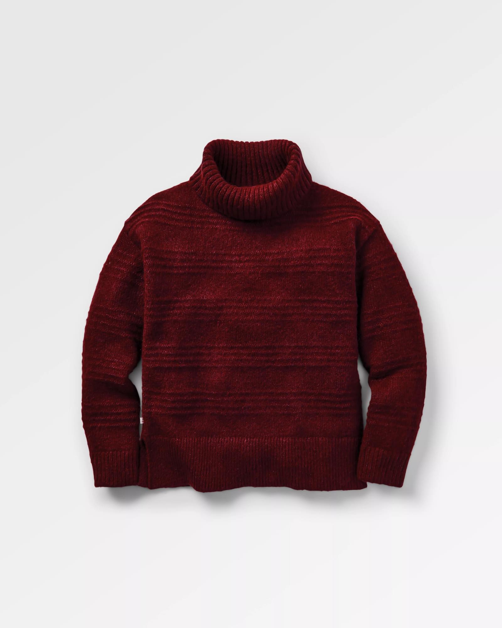 Snug Recycled Polo Neck Knitted Jumper - Wine