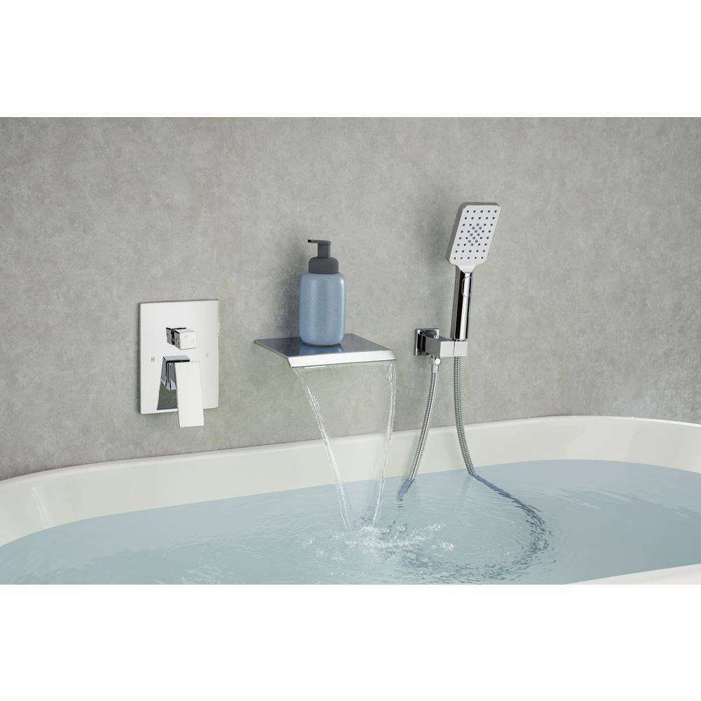 Mondawe Mondawell Waterfall Single-Handle 3-Spray High Pressure Tub and Shower Faucet in Chrome Valve Included MA-D97207CP