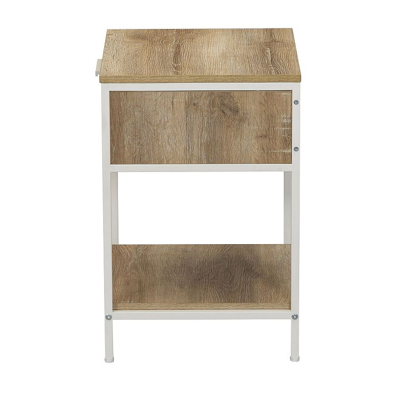 Household Essentials Modern Accent Table with Drawer and Shelf