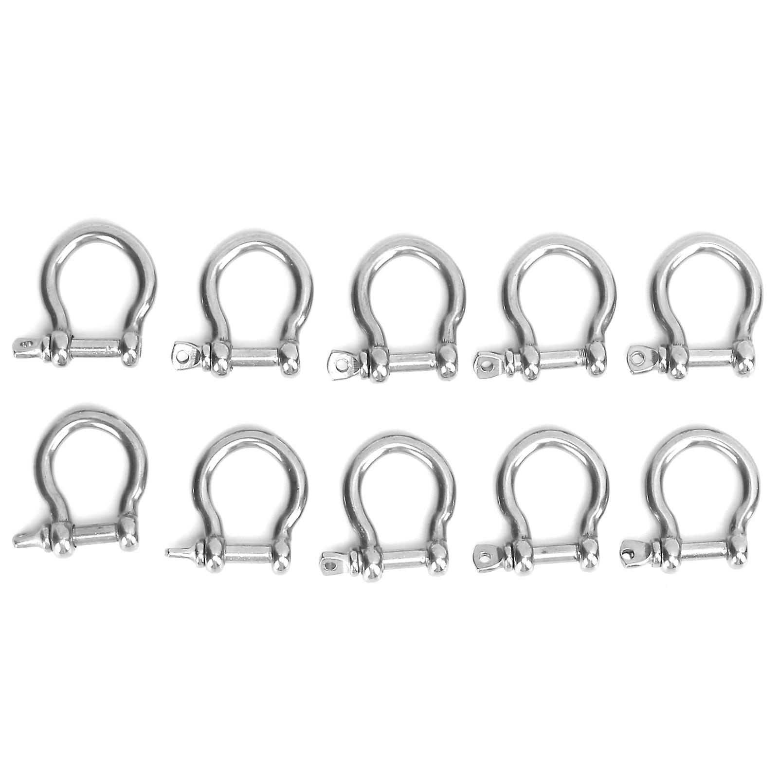 10pcs Bow Shackle Stainless Steel High Hardness D-ring Anchor For Camping Hiking Outdoor Sports(m4 60kg Load )