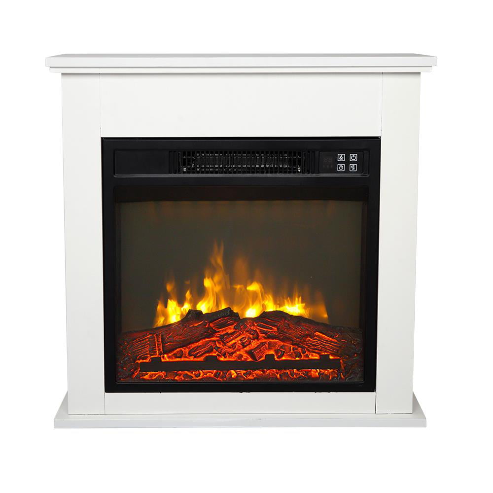 GoDecor Wood Cabinet 1400W Freestanding Electric Fireplace, White