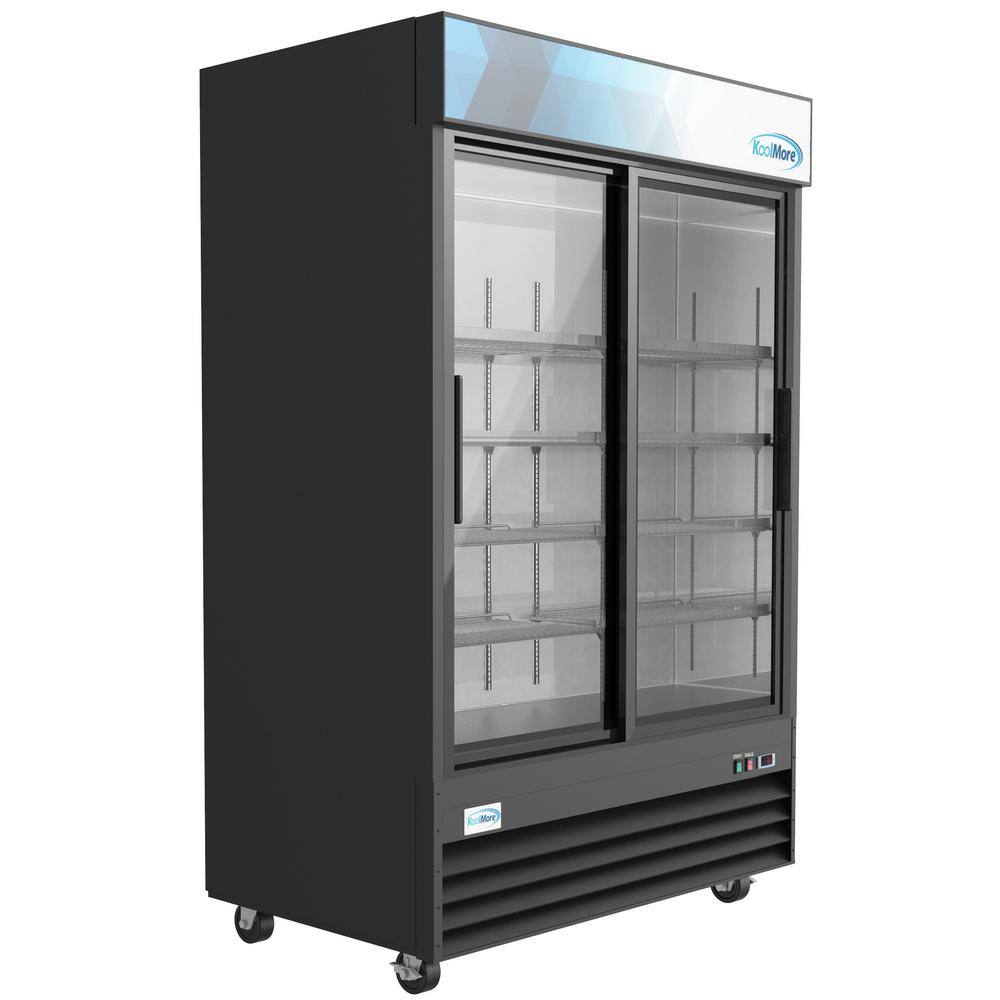 Koolmore 53 in. 45 cu. ft. Commercial Refrigerator Merchandiser 2 Glass Door in Black Stainless Steel CMDR-2D-GL