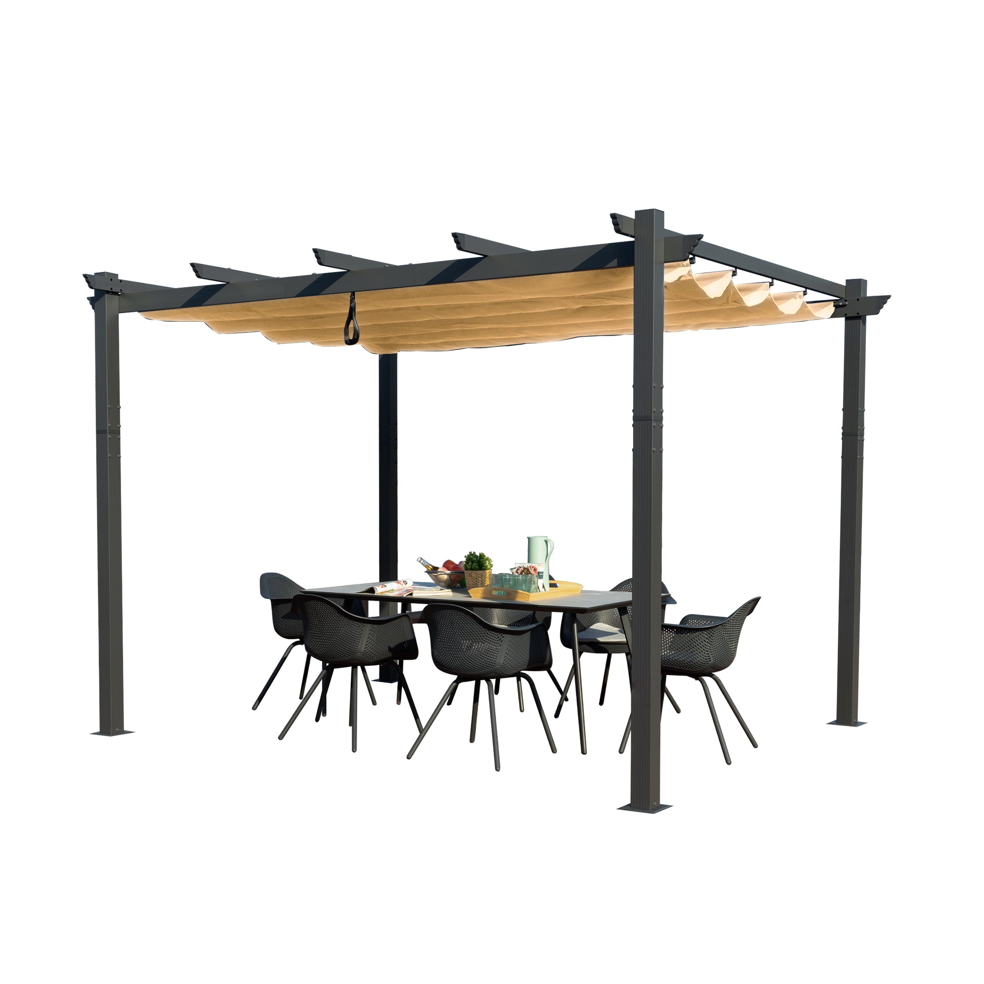 Kozyard Outdoor 10 ft. W x 13 ft. D BBQ Grill Pergola Gazebo (Beige )