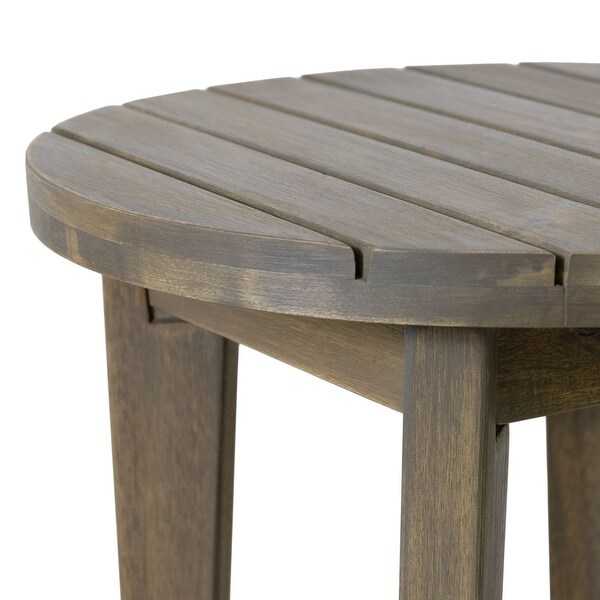 Rustic Style 16 in. Round Outdoor Acacia Wood Teak Finish Side Table，for Patio，Garden，Backyard