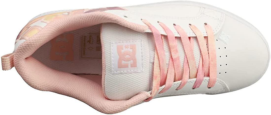 DC Court Graffik Peach White Womens Leather Skate Trainers