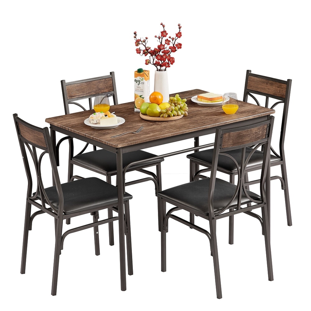 VECELO Bistro Kitchen Dining Table and Dining Chair Set of 2 or 4 (3PCS/5PCS)