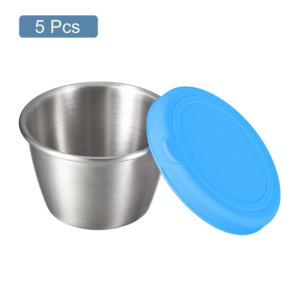 5pcs Salad Dressing Container 2.4oz Stainless Steel Condiment Cups