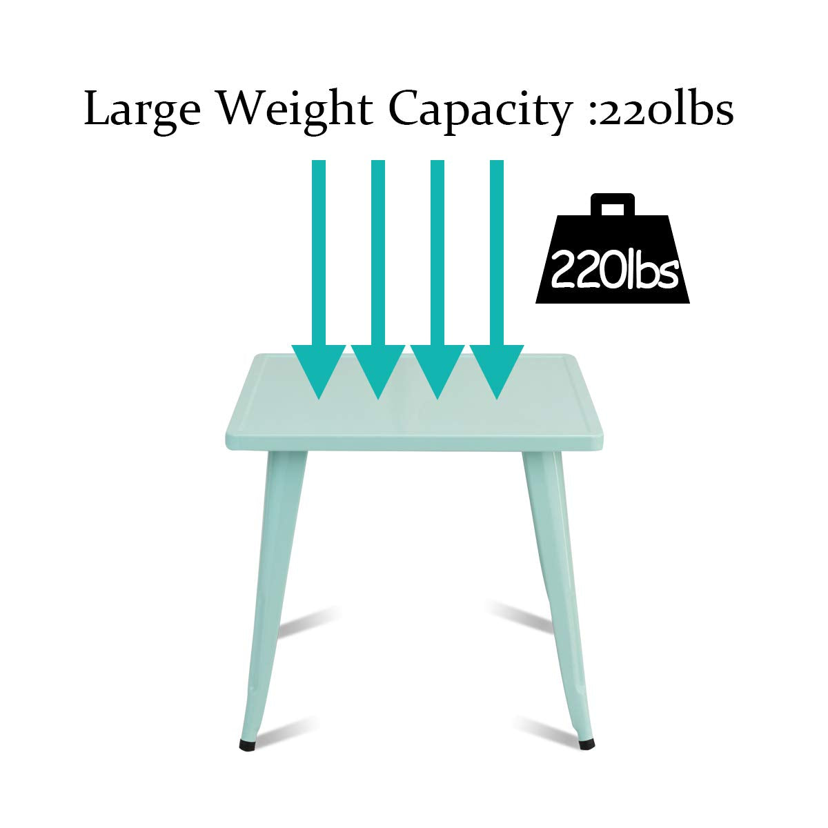 Kids Table and 2 Chair Set for Indoor/Outdoor Use, Steel Table and Stackable Chairs (Mint Green, Table & Chairs)