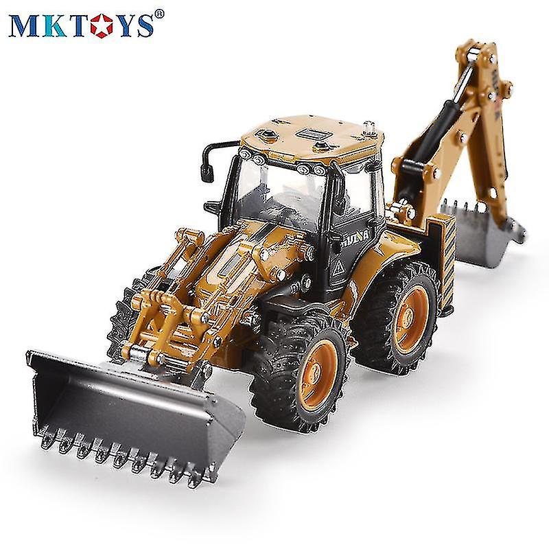 1:50 Alloy Diecast 4 Wheel Shovel Loader Two-way Excavator Forklift Bulldozer Back Hoe Loader Truck Model For Kids Gift Toys