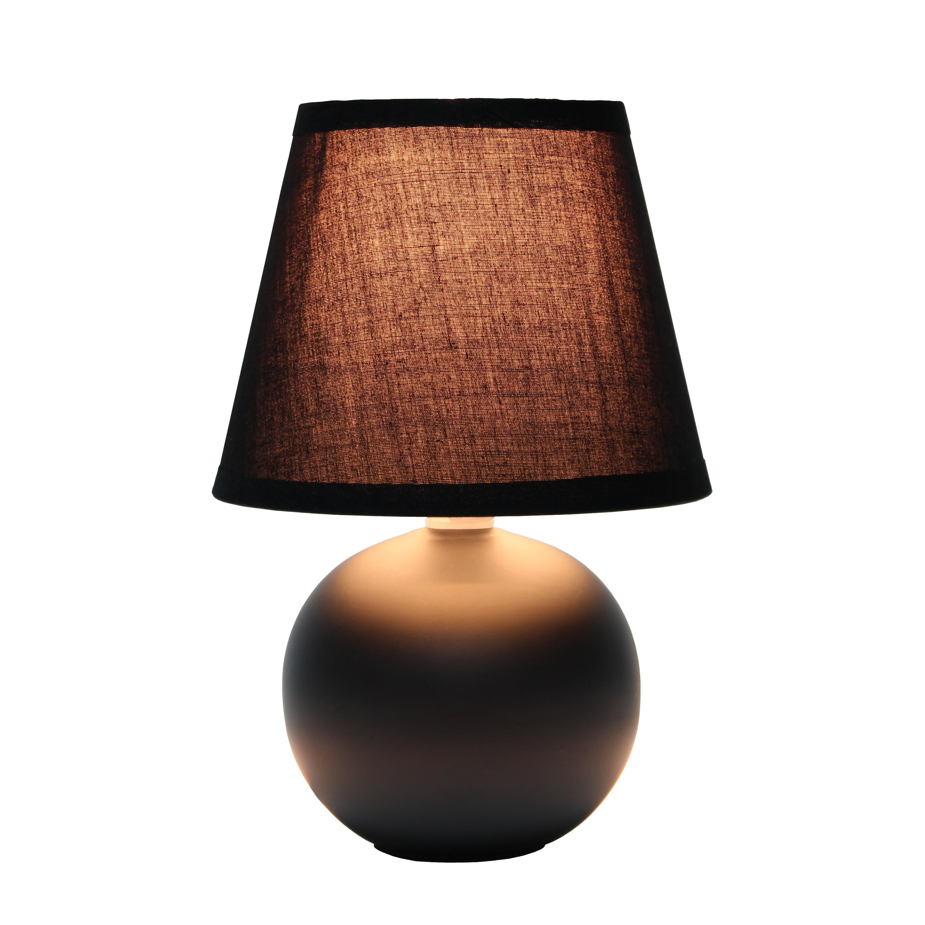 Simple Designs Mini Ceramic Globe Table Lamp, Black ( Light Bulb not included)