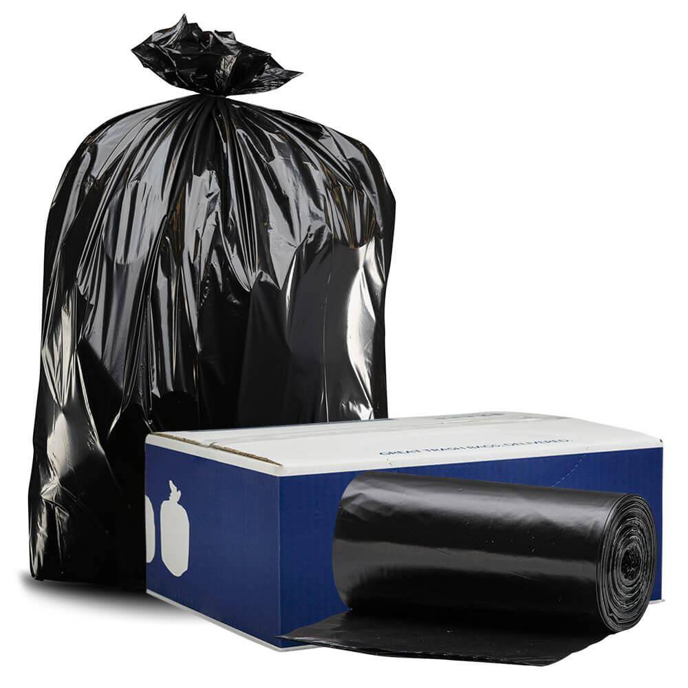 Plasticplace 61 in. W x 68 in. H 95 Gal. - 96 Gal. 2.0 mil Black Trash Bags or Rolls (50-Case) W95LDB2RL