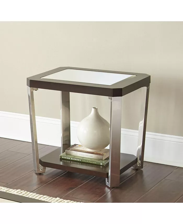 Steve Silver Truman 22 Wide Mirrored Top and Wood End Table