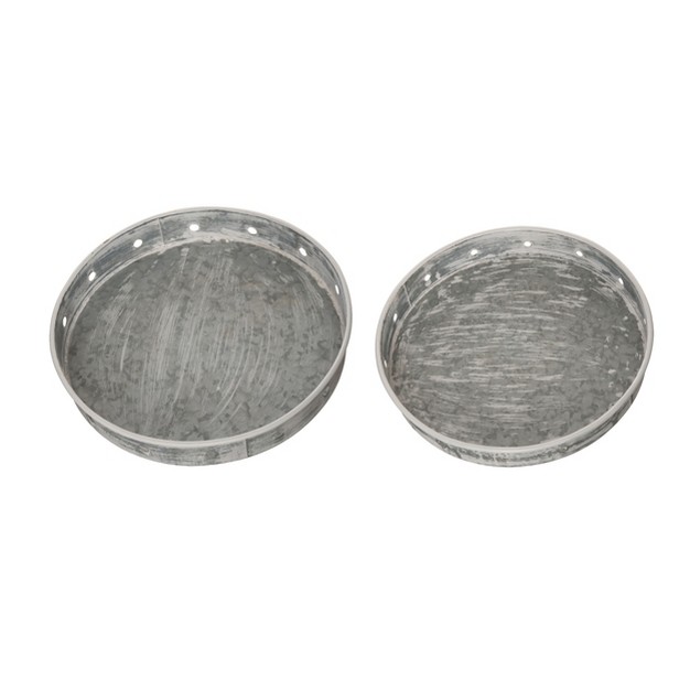 Transpac Metal 15 75 In Gray Spring Nested Whitewashed Trays Set Of 2