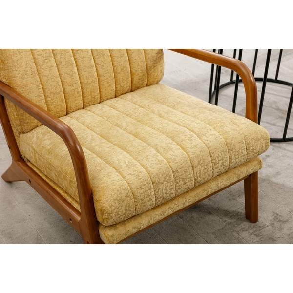 Wood Frame High Back Armchair， Modern Accent Chair Arm Chair for Living Room with Removable Cushion Fabric Lounge Chairs