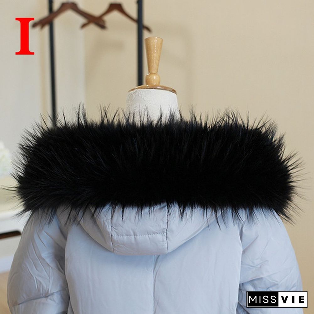 Fashion Winter Faux Fur Collar Down Coat Overcoat Women Scarf Jacket Hood Fur Decor Warm Thicken