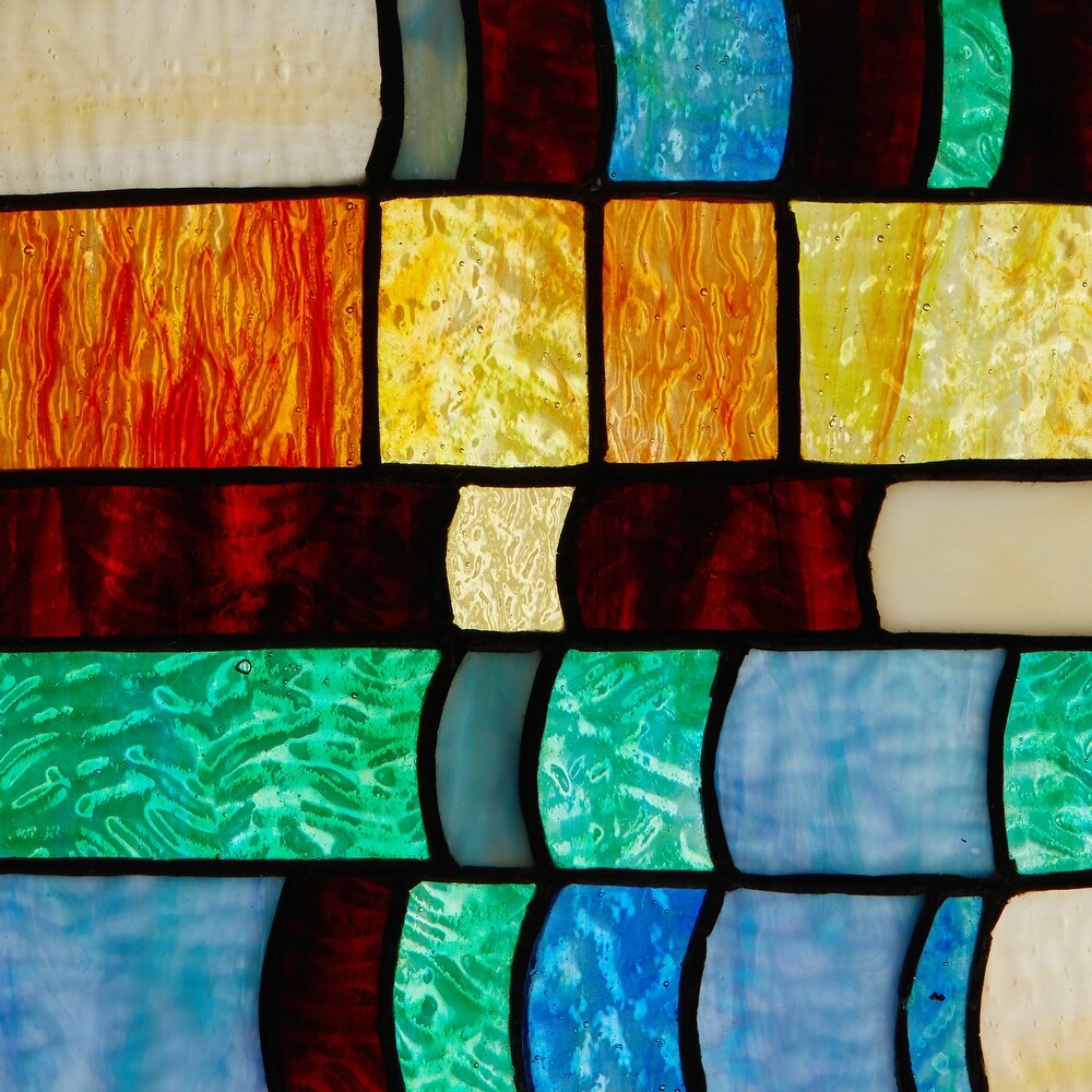 River of Goods Book Stack River of Goods Multicolored Stained Glass Window Panel   10\