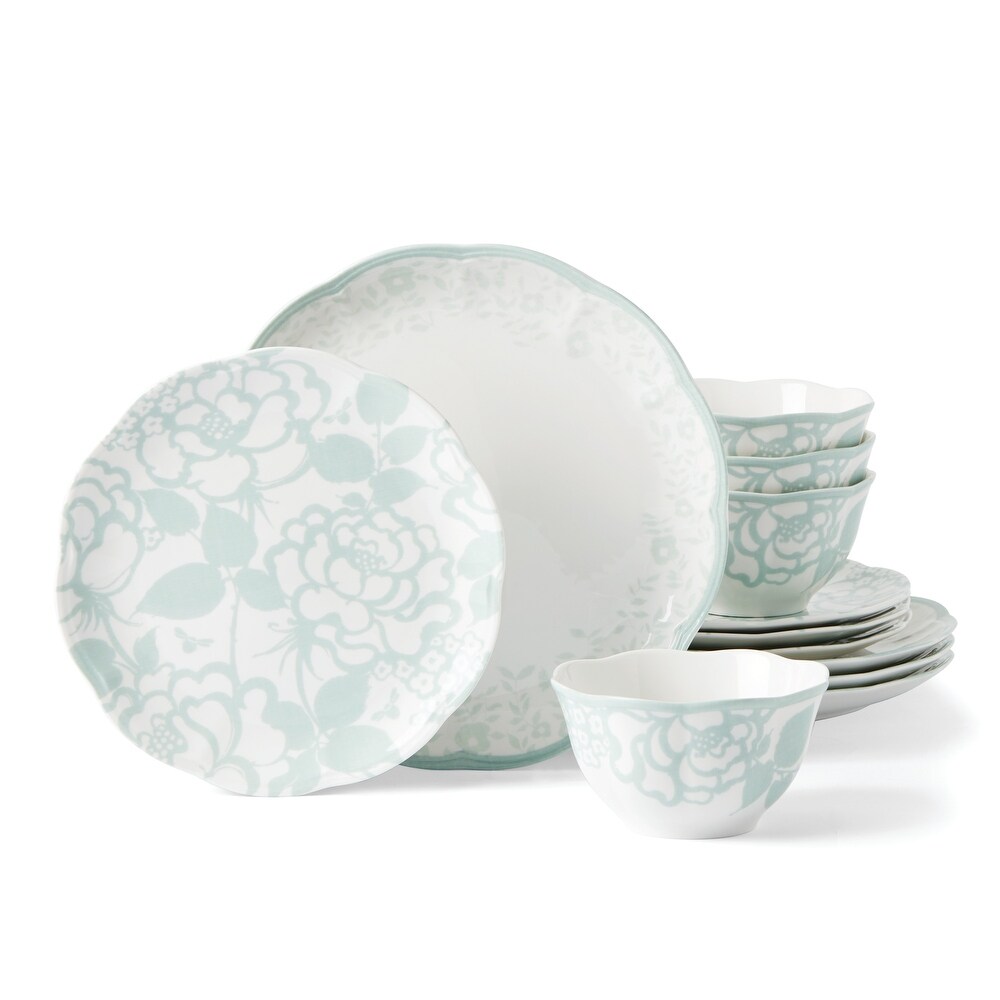 Butterfly Meadow Cottage 12 Piece Dinnerware Set  Sage