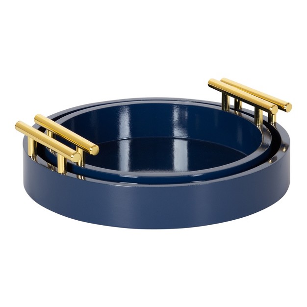 Kate And Laurel Lipton Tray 2 Piece Navy Blue And Gold