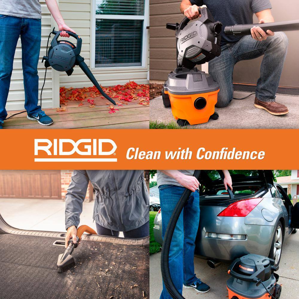 RIDGID 4 Gal. 6.0 Peak HP WetDry Shop Vacuum with Detachable Blower Fine Dust Filter Hose Accessories and Car Cleaning Kit WD4080A