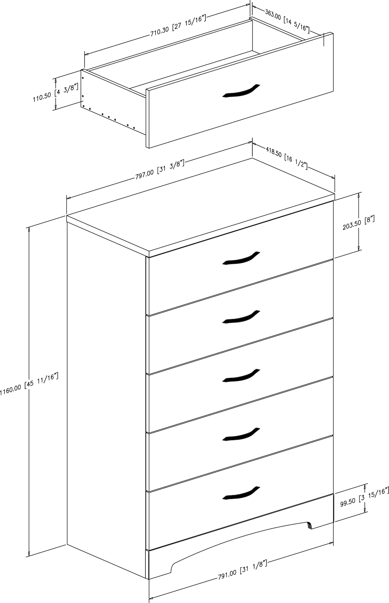 Step One Black Tall Chest of Drawers - South Shore