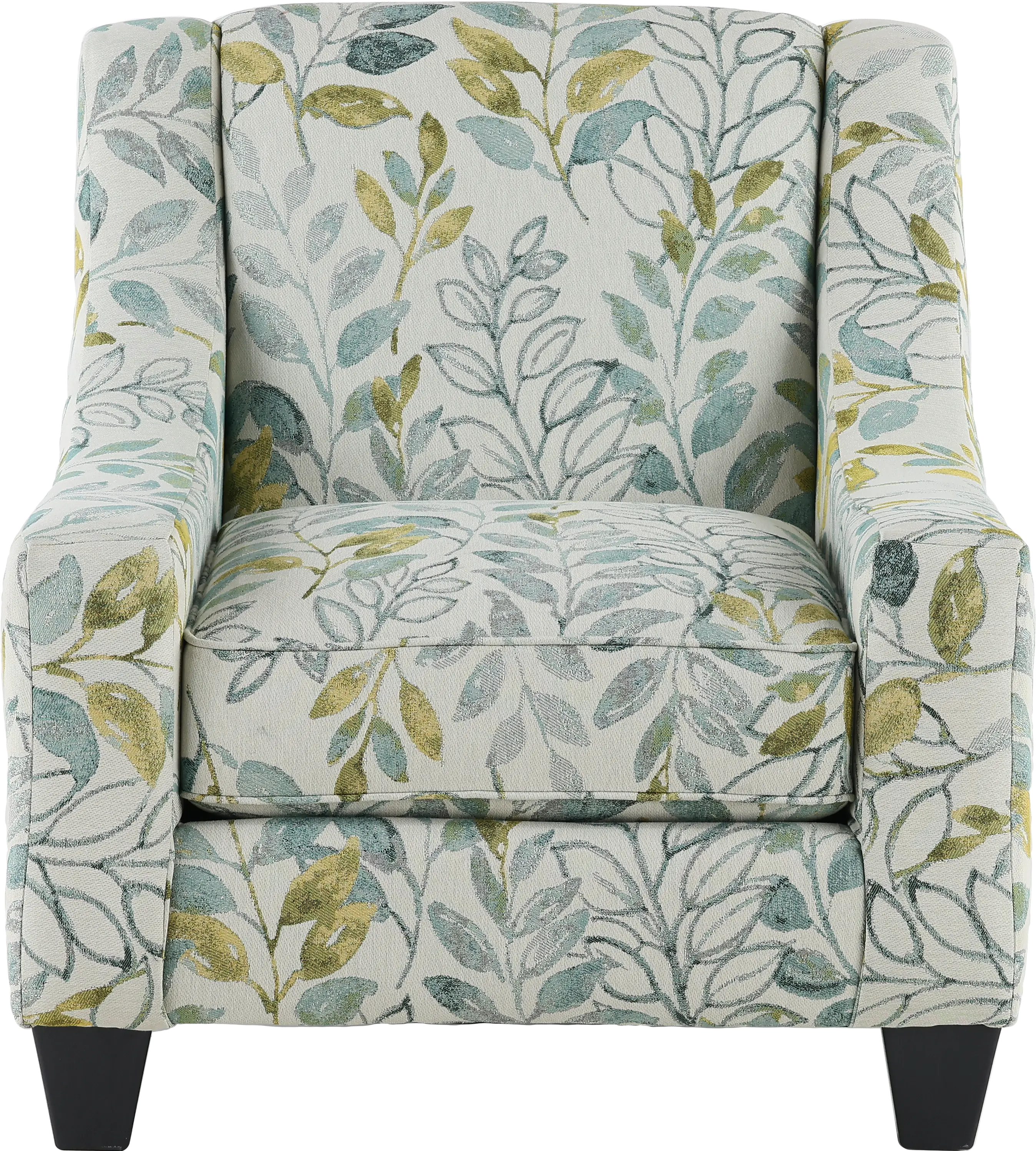 American Farmhouse Off-White Leaf Print Accent Chair