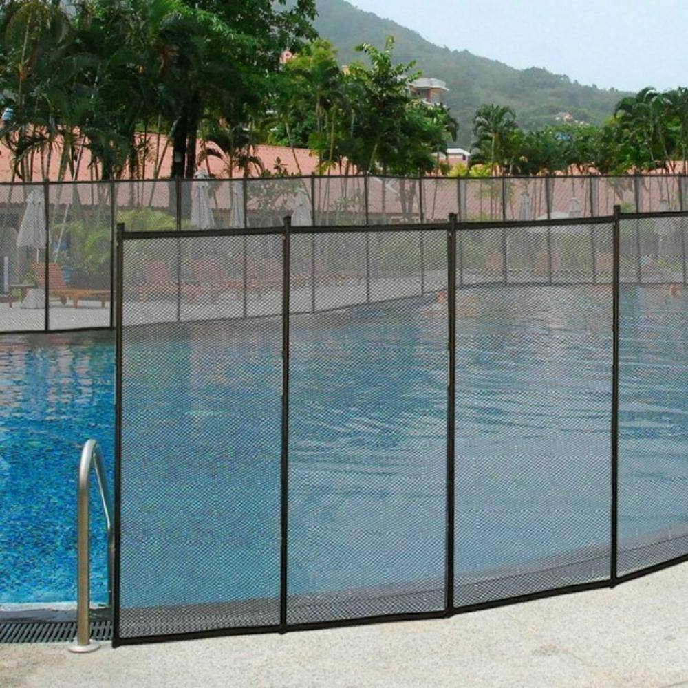 Afoxsos 12 ft. L x 4 ft. H Black Outdoor Pool 1000D Textilene Fabric Fence with Section Kit for Swimming Pool and Patio HDDB856