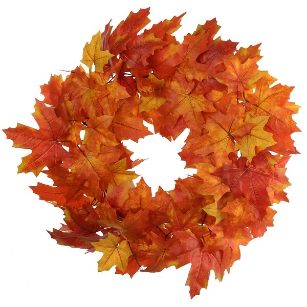 Autumn Splendor: 24Inch Silk Maple Leaf Wreath for Front Door