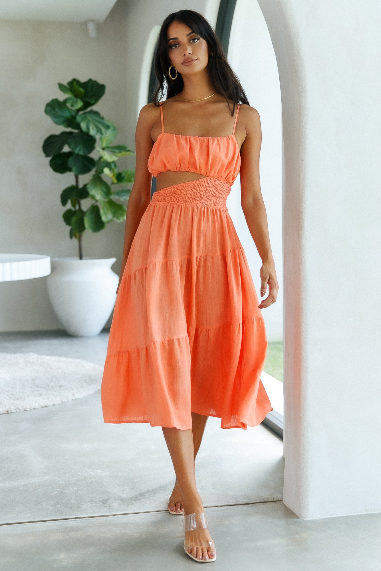 Get Lost In Your Eyes Midi Dress Orange