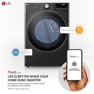 LG 7.4 Cu. Ft. Vented SMART Stackable Gas Dryer in Black Steel with TurboSteam and Sensor Dry Technology DLGX4001B