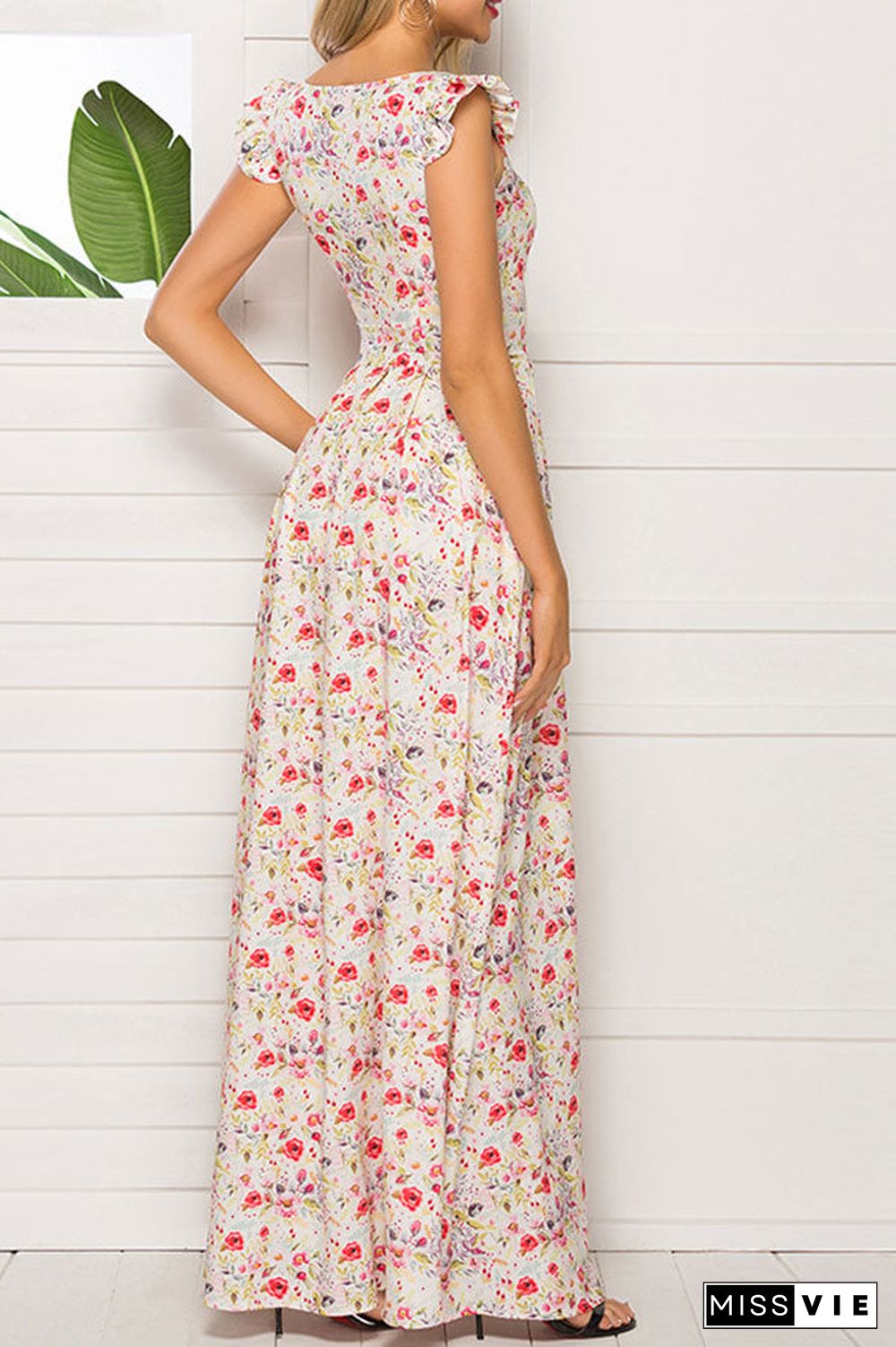 Square Neck Floral Maxi Dress