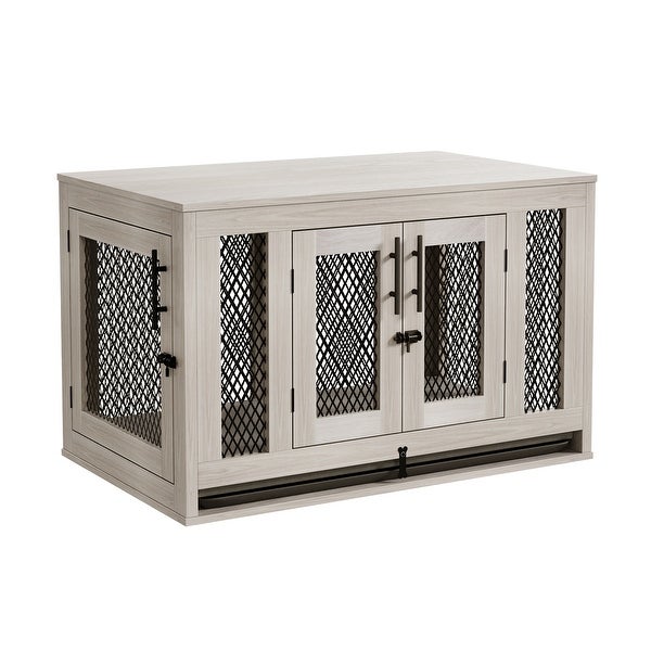 Dog Crate with Cushion and Tray Heavy Duty Dog Kennel Double Doors